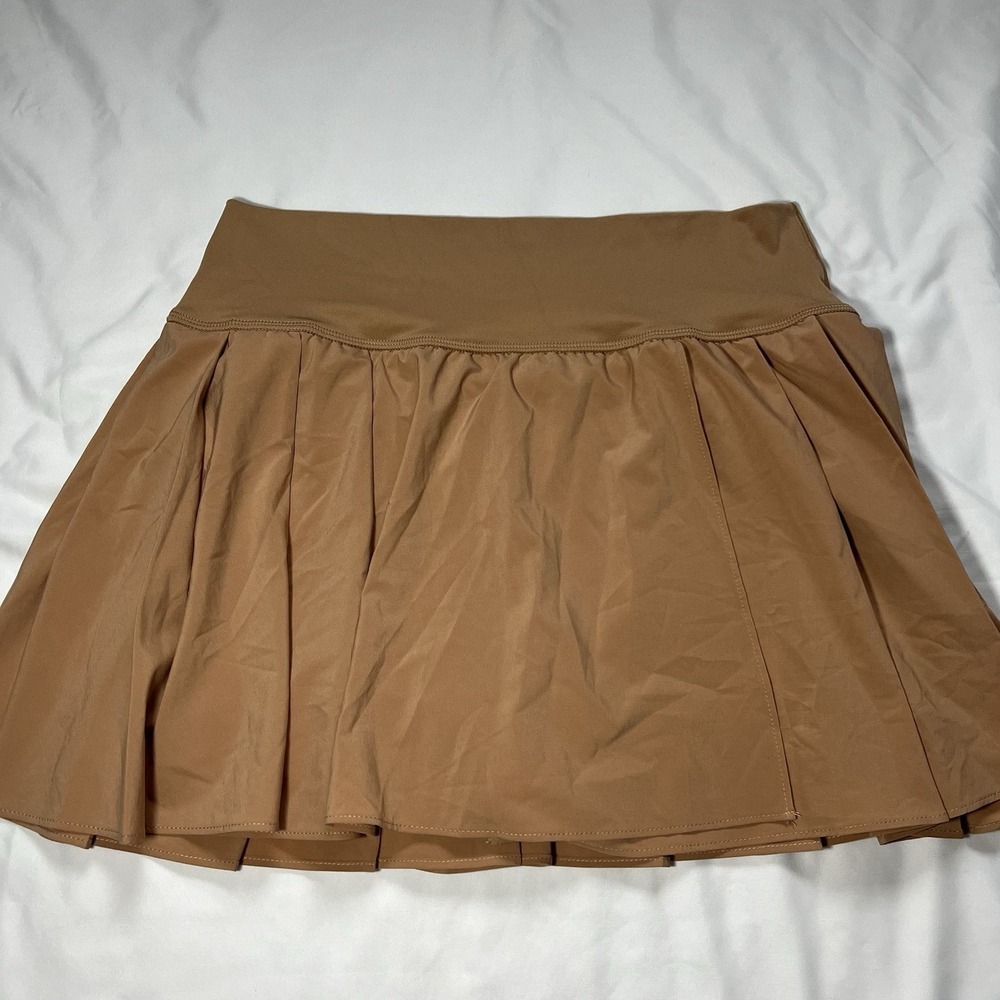 Offline By Aerie Brown Beige Pleated Tennis Pickleball Athletic Skort Large NWT